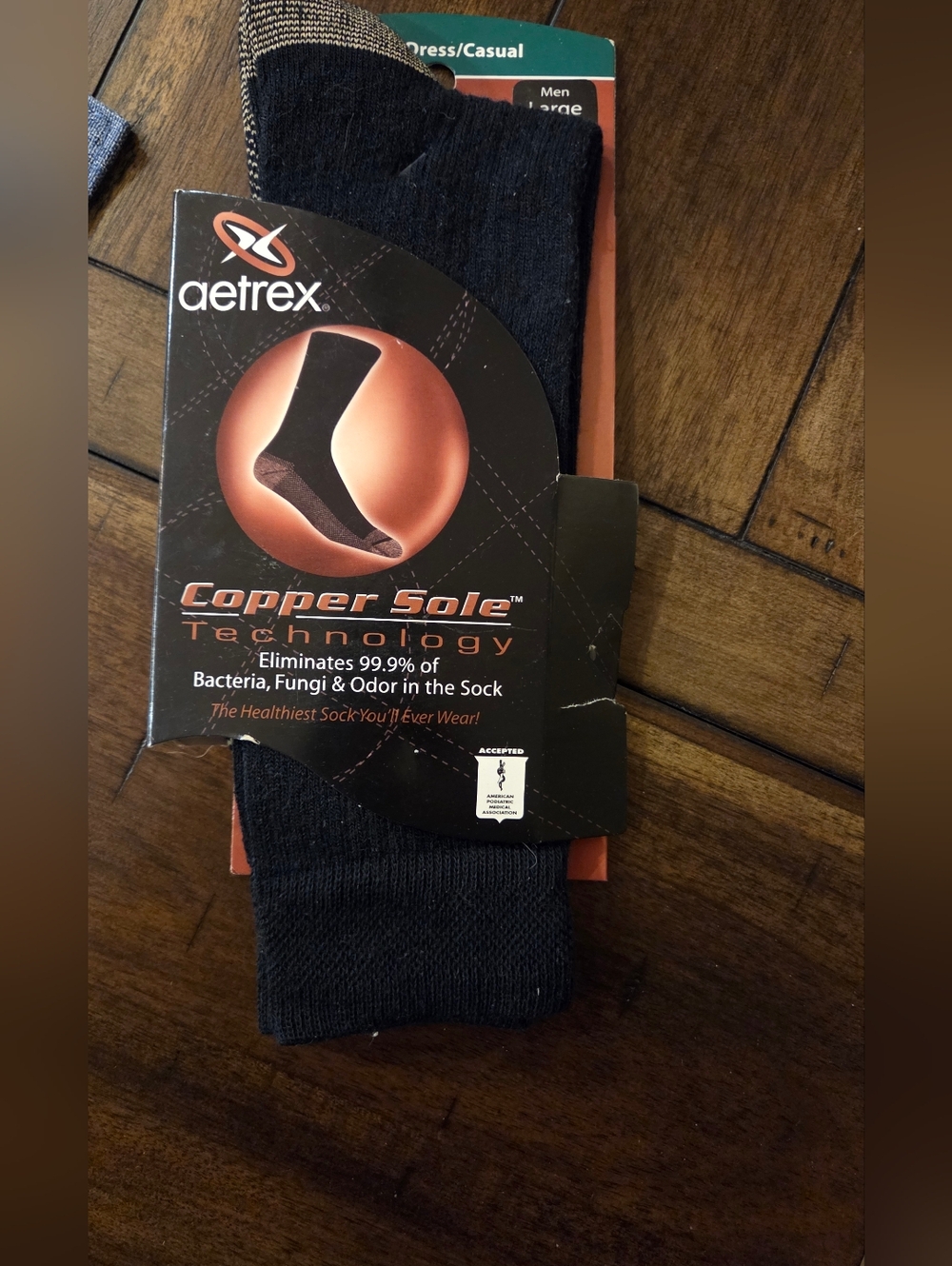 AETREX COPPER SOLE-Dress Or Casual Socks - Navy - Men's L - 10.5 - 12